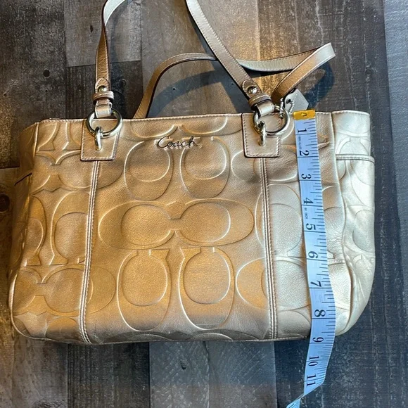 Coach East West gold embossed, shoulder tote